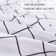 Twin Size Duvet Cover Set, White Plaid Microfiber Down Quilt Bedding Cover with Zip Ties, 2 Piece - 68x90 inch XL Extra Long
